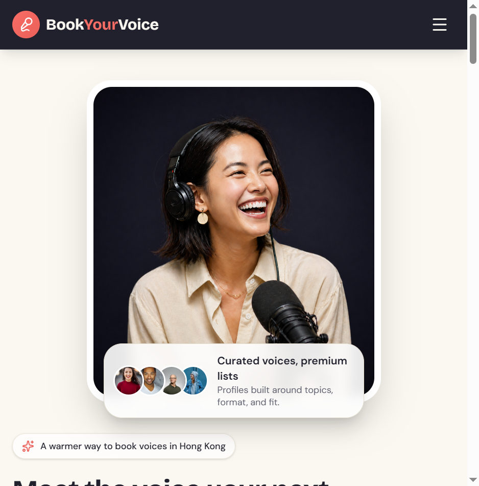 BookYourVoice website screenshot